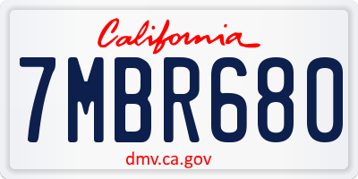 CA license plate 7MBR680