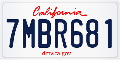 CA license plate 7MBR681