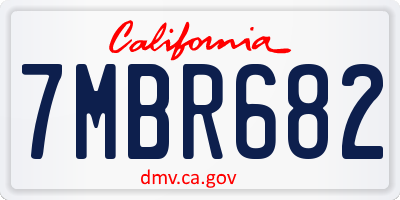 CA license plate 7MBR682
