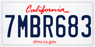 CA license plate 7MBR683