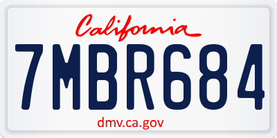 CA license plate 7MBR684