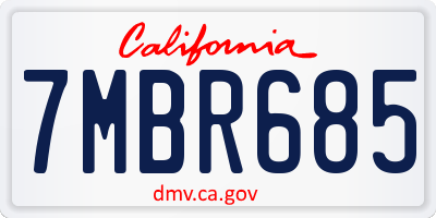 CA license plate 7MBR685