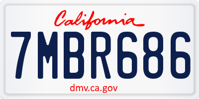 CA license plate 7MBR686