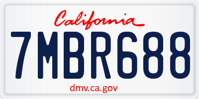 CA license plate 7MBR688