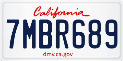 CA license plate 7MBR689