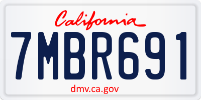CA license plate 7MBR691