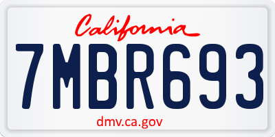 CA license plate 7MBR693