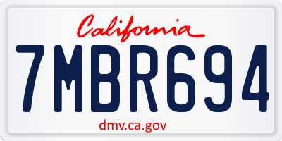 CA license plate 7MBR694