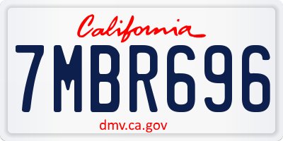 CA license plate 7MBR696