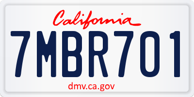 CA license plate 7MBR701