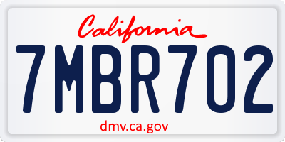 CA license plate 7MBR702