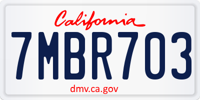 CA license plate 7MBR703
