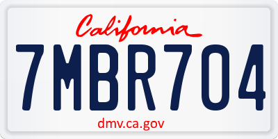 CA license plate 7MBR704