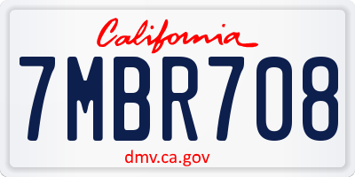 CA license plate 7MBR708