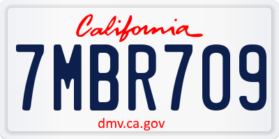 CA license plate 7MBR709
