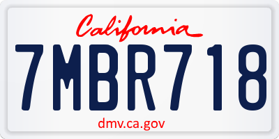 CA license plate 7MBR718