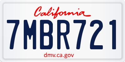 CA license plate 7MBR721