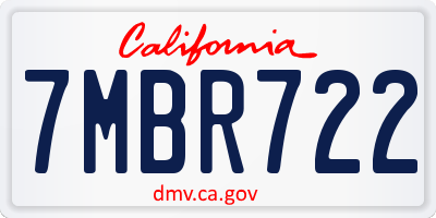 CA license plate 7MBR722