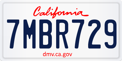 CA license plate 7MBR729