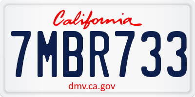 CA license plate 7MBR733