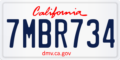 CA license plate 7MBR734