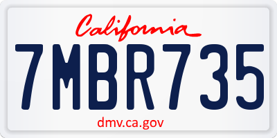 CA license plate 7MBR735