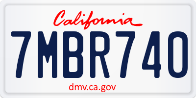 CA license plate 7MBR740