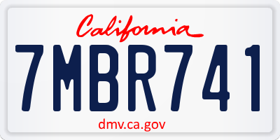 CA license plate 7MBR741