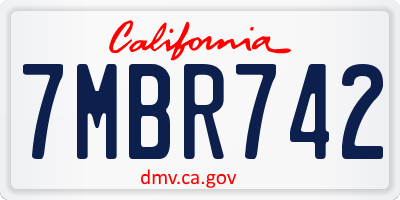CA license plate 7MBR742