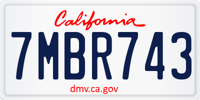 CA license plate 7MBR743