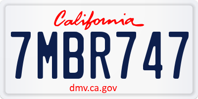 CA license plate 7MBR747