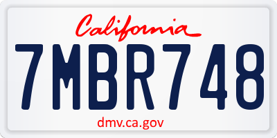 CA license plate 7MBR748