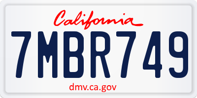 CA license plate 7MBR749
