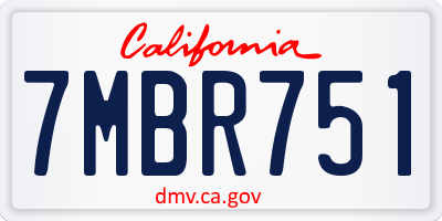 CA license plate 7MBR751