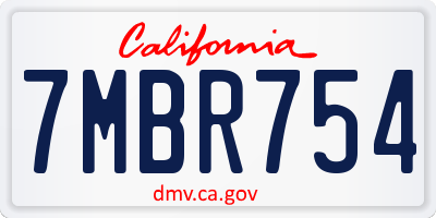 CA license plate 7MBR754