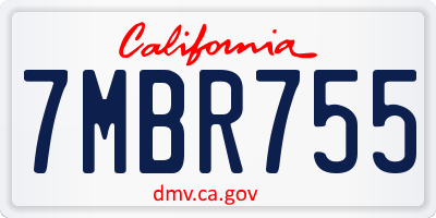 CA license plate 7MBR755