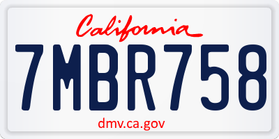 CA license plate 7MBR758