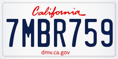 CA license plate 7MBR759