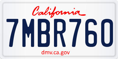 CA license plate 7MBR760
