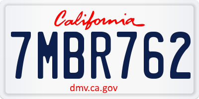 CA license plate 7MBR762