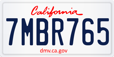 CA license plate 7MBR765