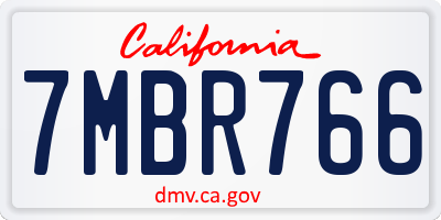 CA license plate 7MBR766