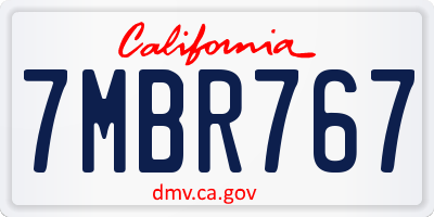 CA license plate 7MBR767