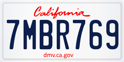 CA license plate 7MBR769