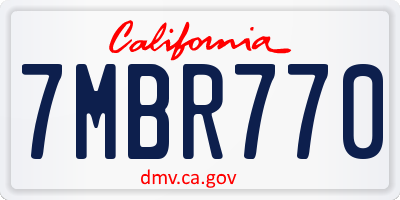 CA license plate 7MBR770