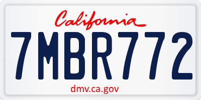 CA license plate 7MBR772