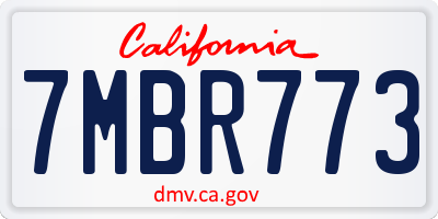 CA license plate 7MBR773