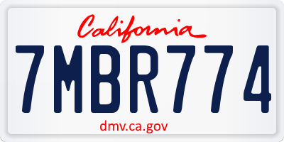 CA license plate 7MBR774