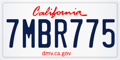 CA license plate 7MBR775