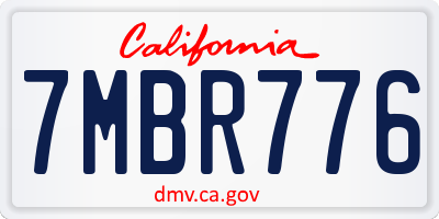CA license plate 7MBR776